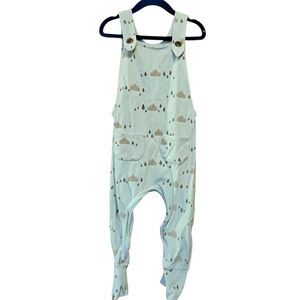 Kim & Joe Toddler Romper 2–4T | Neutral Woodland Print | Soft Cotton Overalls